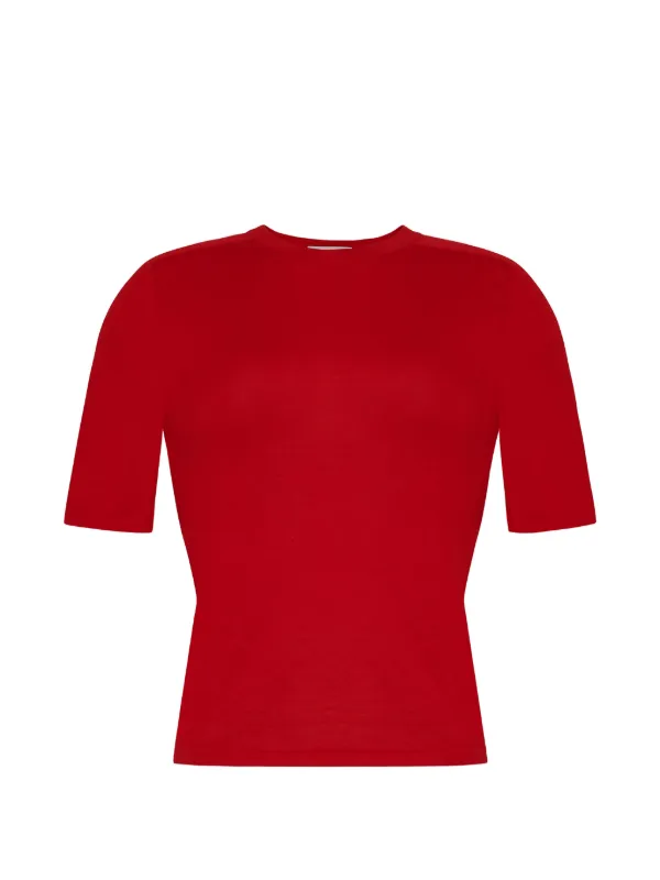 Adam Lippes Felix Short-sleeve Sweater in Red