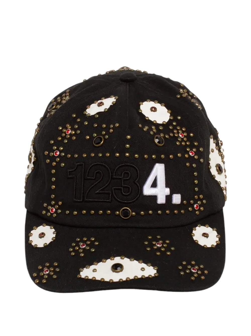 BLDG4 Monumental stud-embellished leather-appliqué hat - Nero