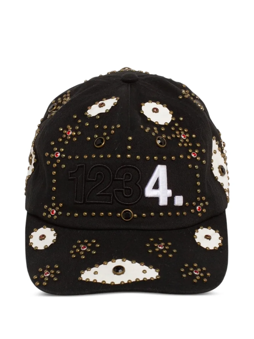 BLDG4 Monumental stud-embellished leather-appliqué hat - Nero