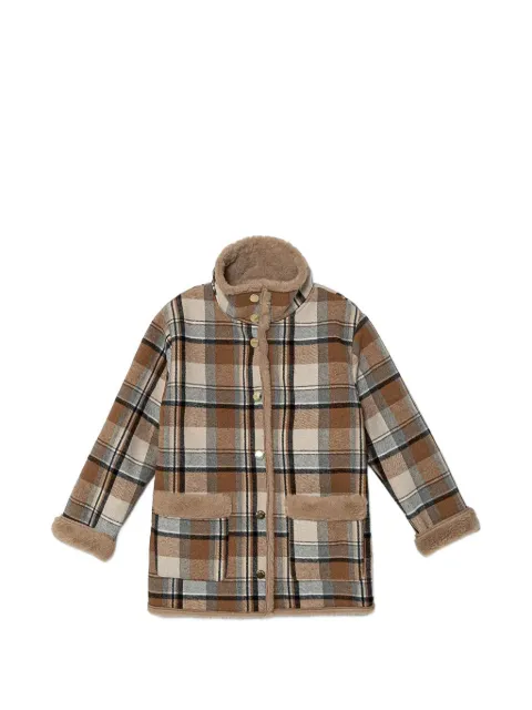 Mayoral checked faux-fur-trim coat