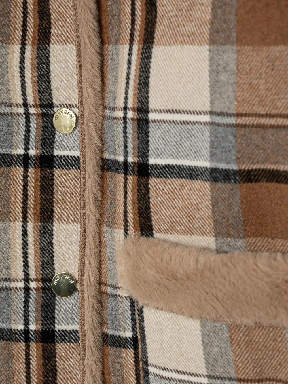 Mayoral checked faux-fur-trim coat Bruin