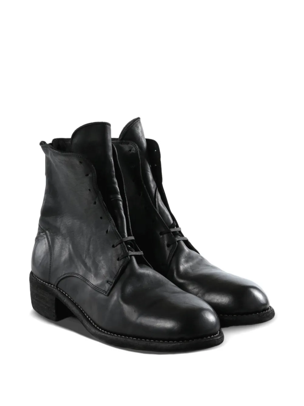 Guidi back-zip lace-up boots Zwart