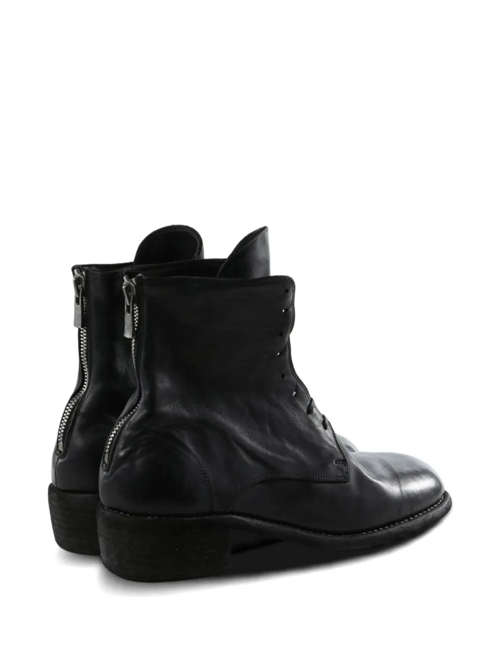Guidi back-zip lace-up boots Zwart
