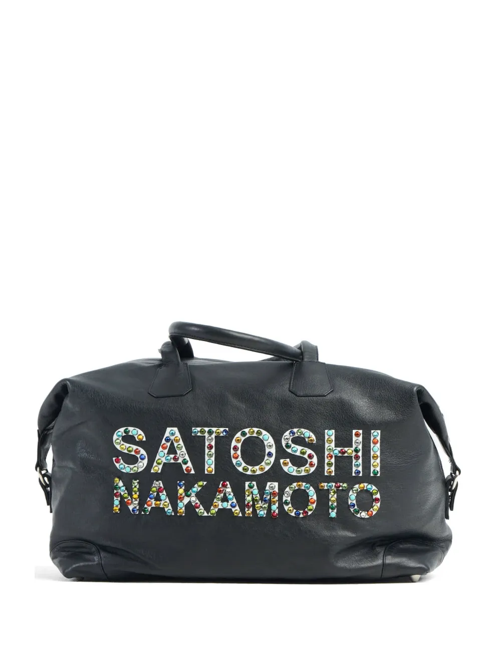 SATOSHI NAKAMOTO crystal-embellished logo-patch holdalls - Nero