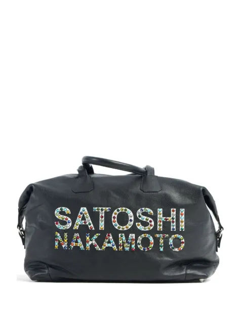 SATOSHI NAKAMOTO 크리스털 장식 로고 패치 트래블 백
