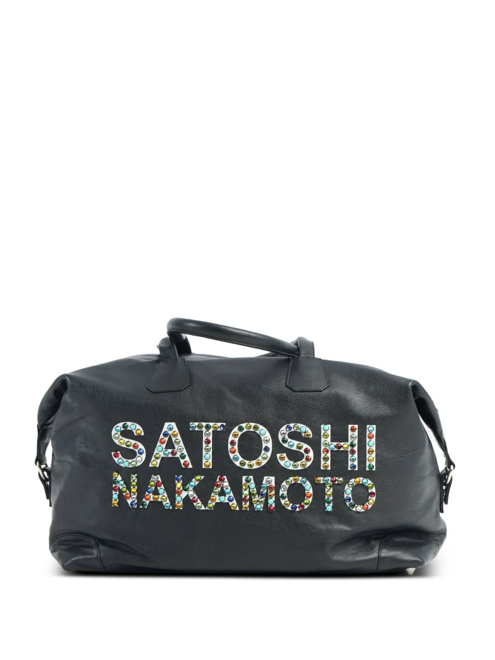 SATOSHI NAKAMOTO crystal-embellished logo-patch holdalls - Nero