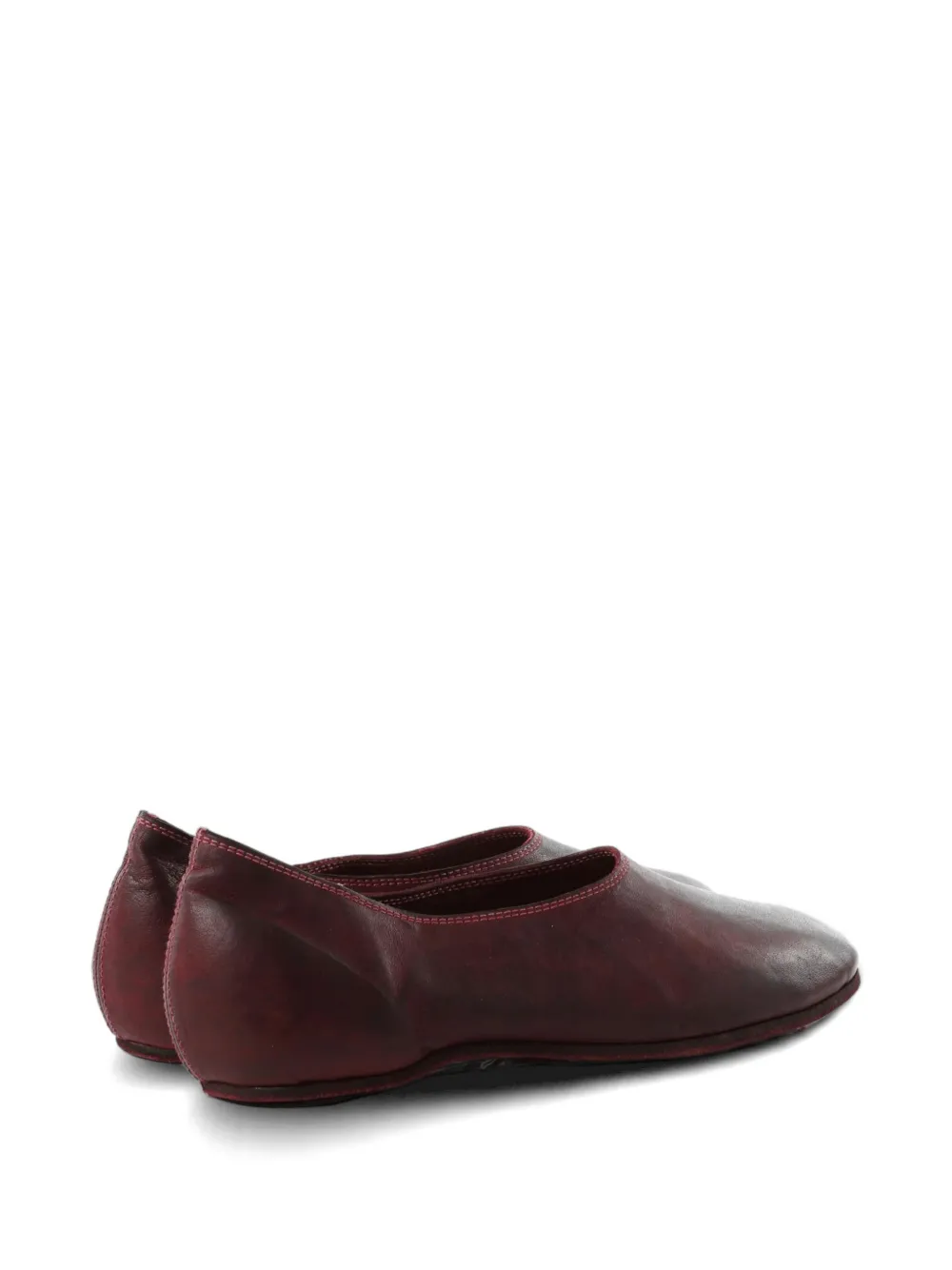 Guidi tonal-stitched leather ballet flats Rood