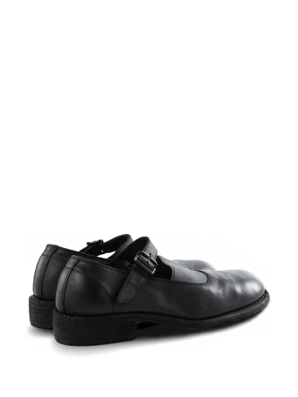 Guidi buckle-fastening leather ballet flats Zwart