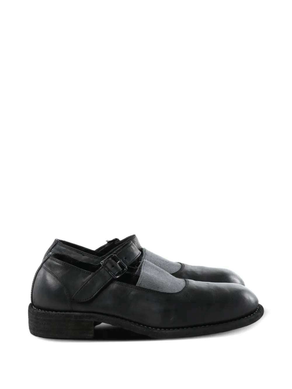 Guidi buckle-fastening leather ballet flats - Nero