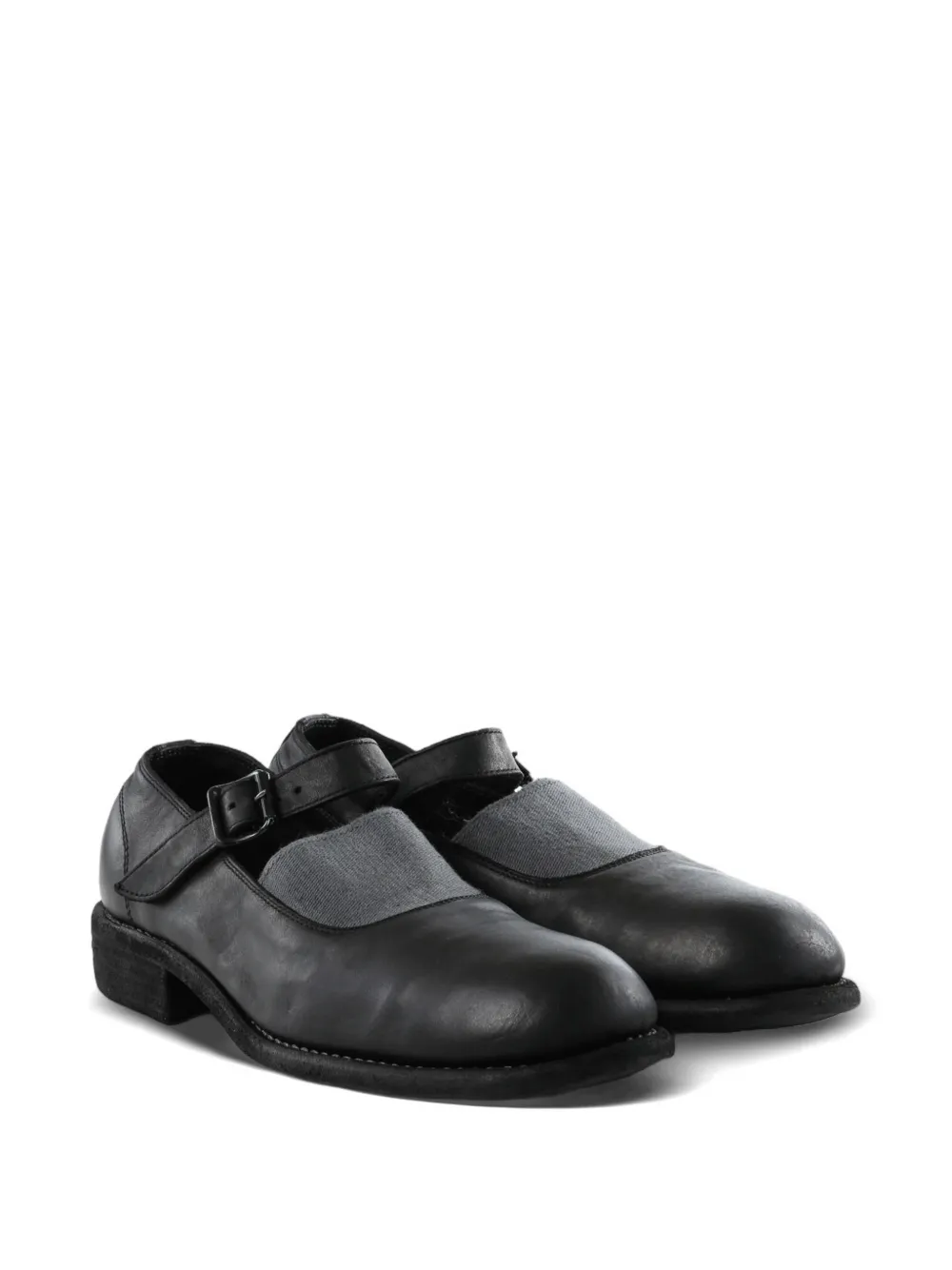 Guidi buckle-fastening leather ballet flats Zwart