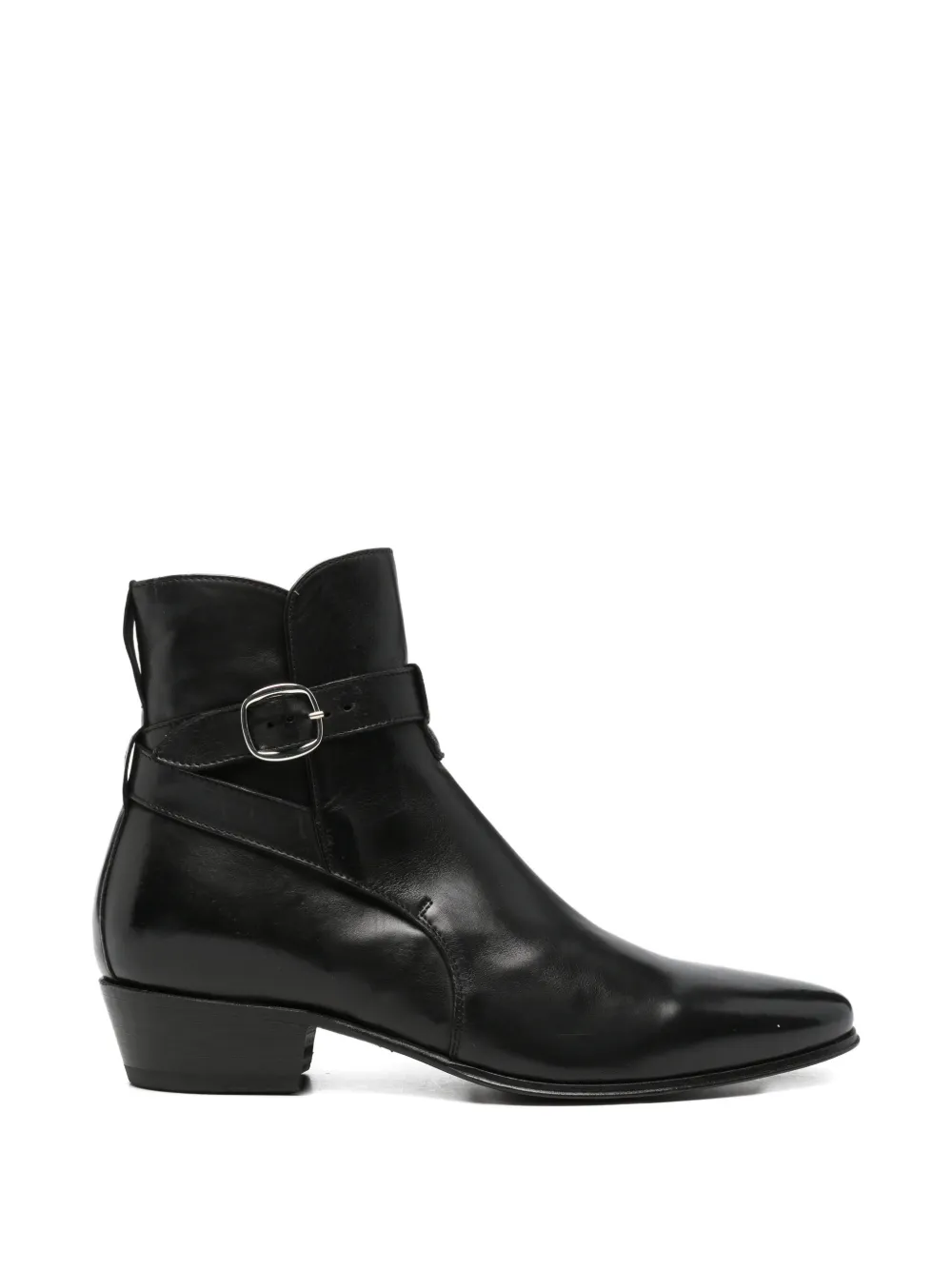 Cenere Buckle-strap Leather Boots In Black
