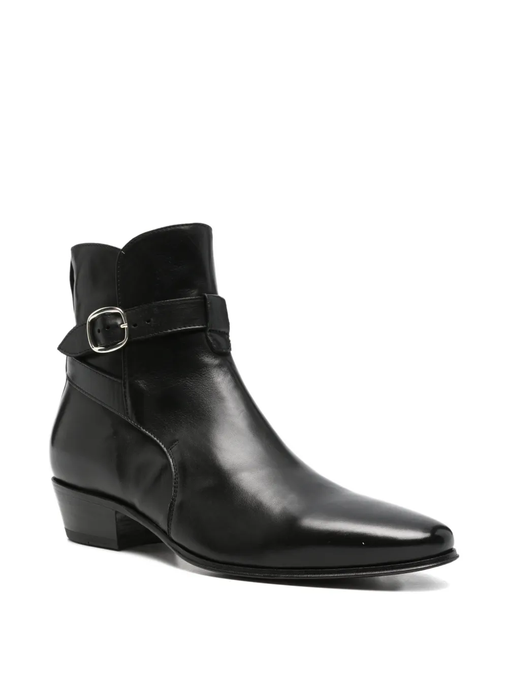 Cenere GB buckle-strap leather boots Zwart