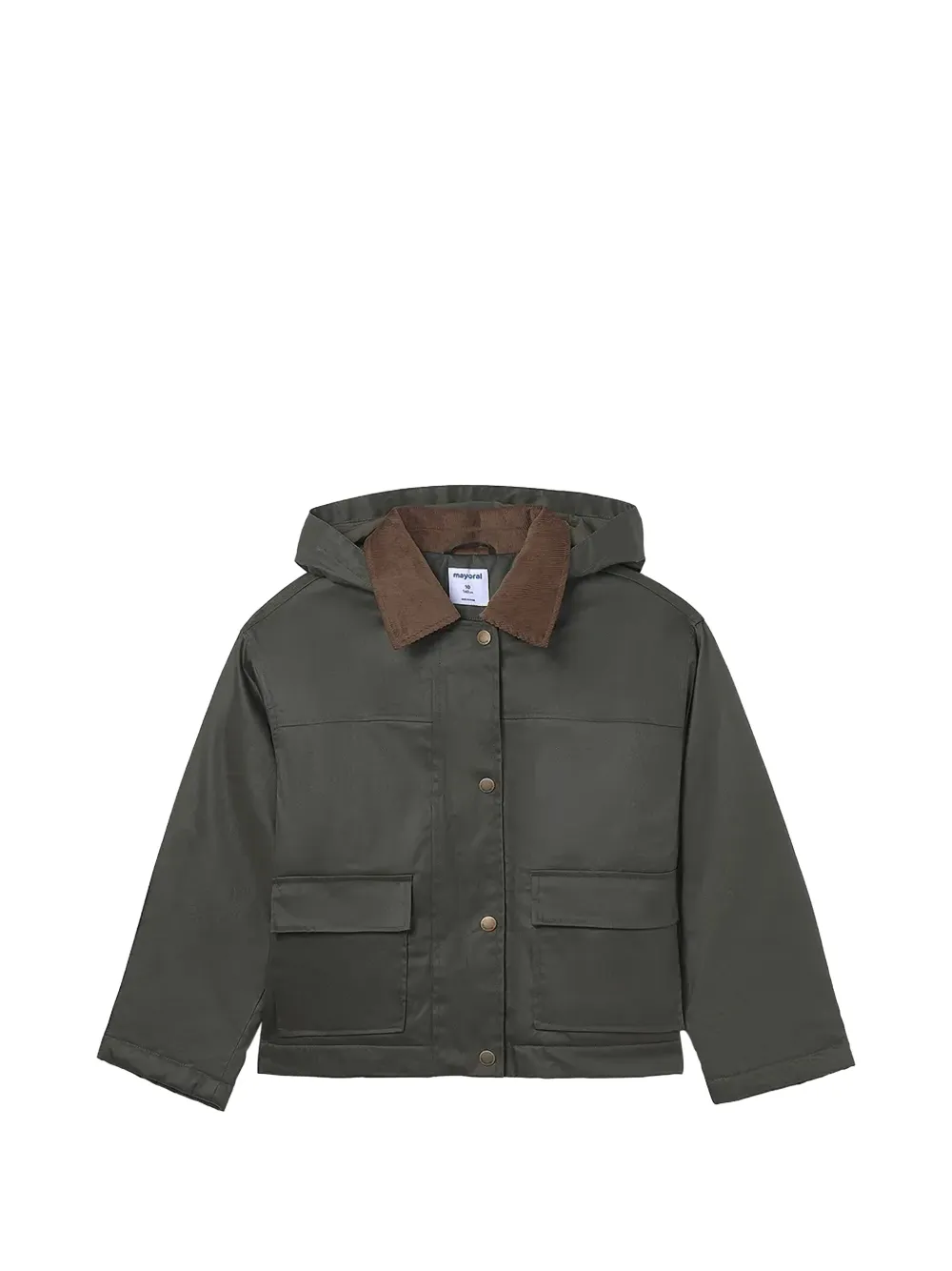 Mayoral corduroy-collar hooded jacket Groen
