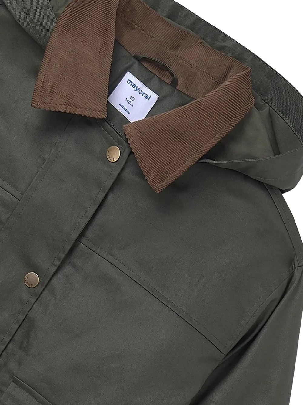 Mayoral corduroy-collar hooded jacket Groen