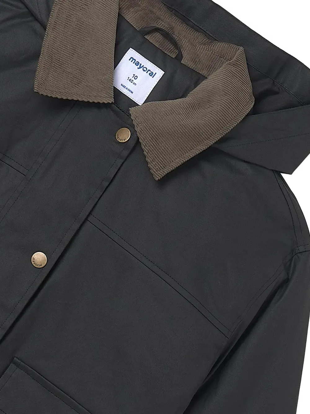 Mayoral corduroy-collar hooded jacket Zwart