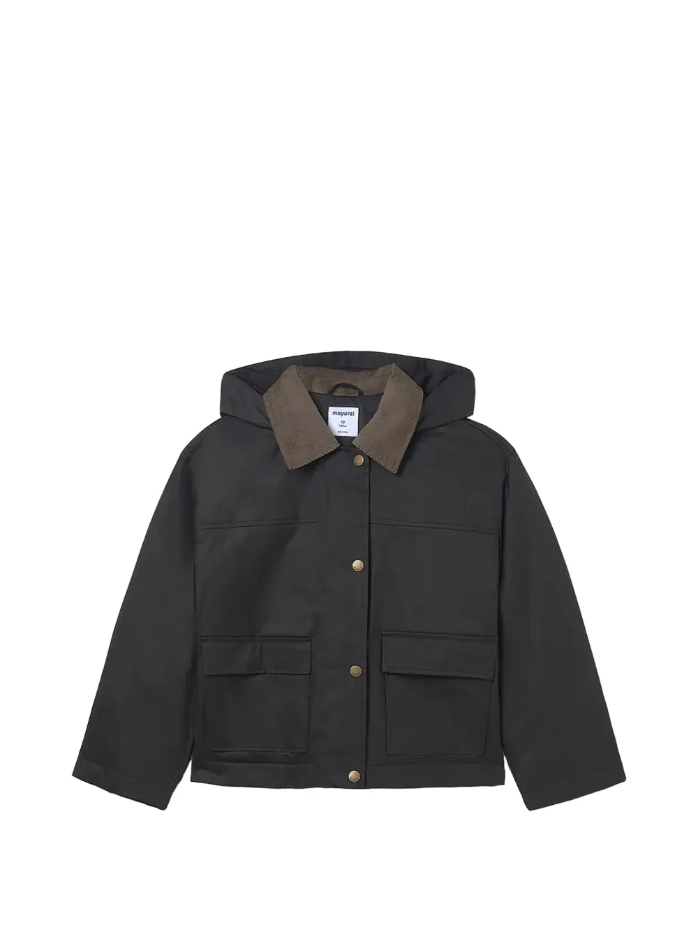 Mayoral corduroy-collar hooded jacket Zwart