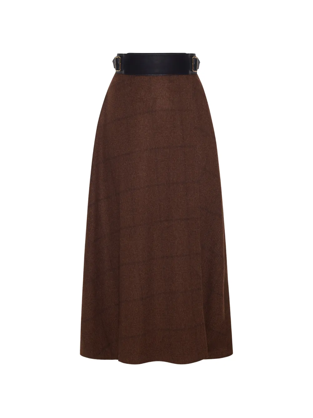 Adam Lippes Caspian checked maxi skirt - Marrone
