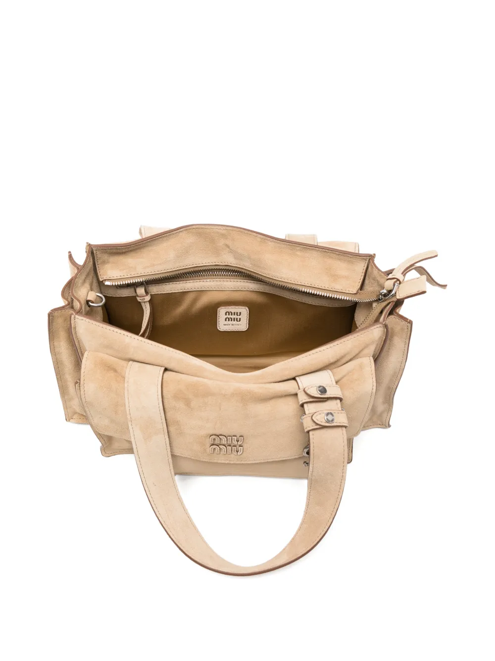 Miu Miu Utilitaire Suede Shopping Bag in Neutrals, view 5