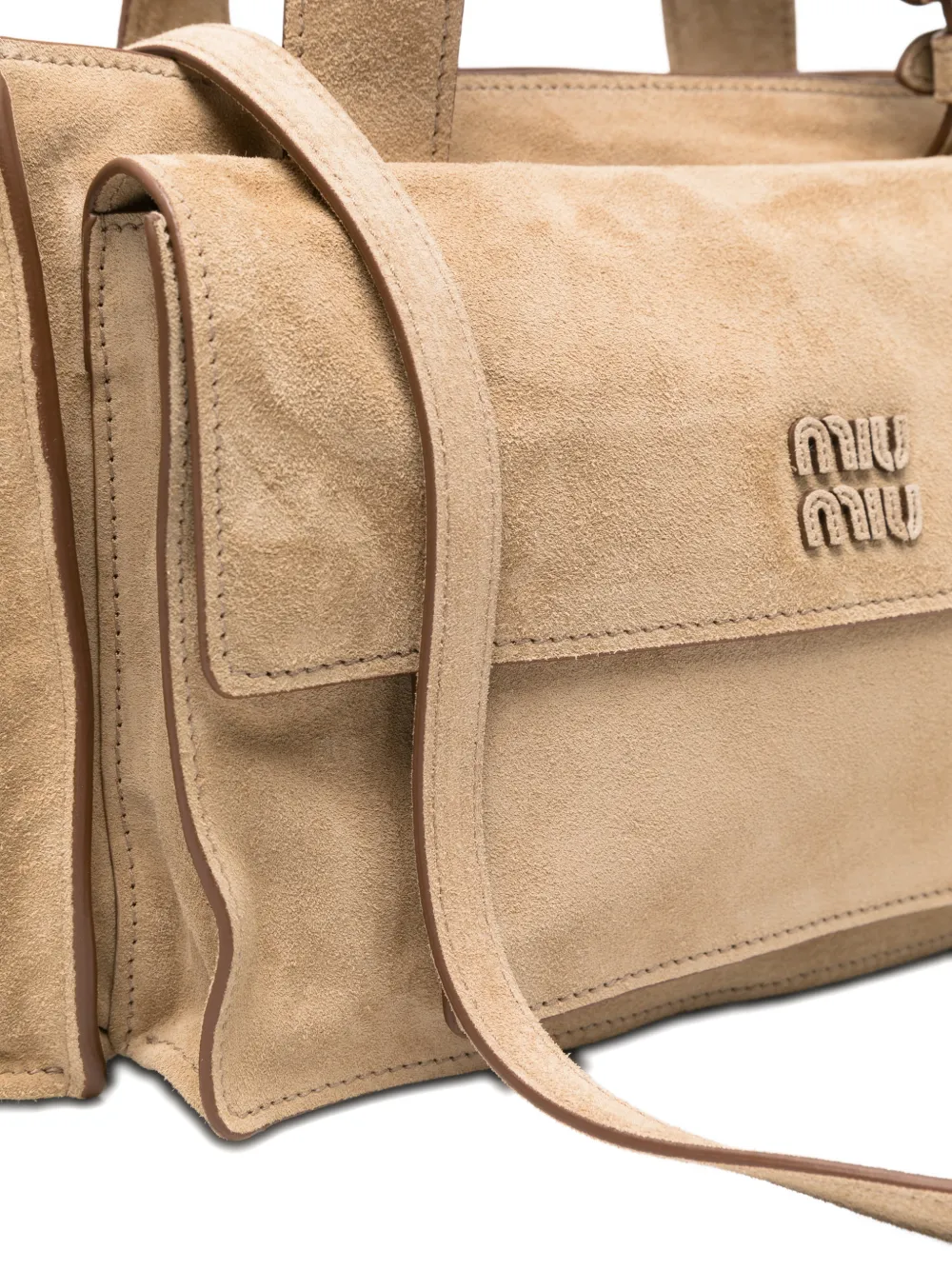 Miu Miu Utilitaire Suede Shopping Bag in Neutrals, view 4