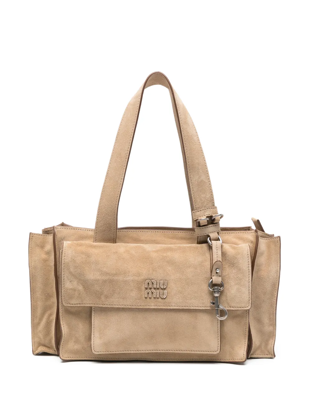 Miu Miu logo-plaque pocket tote bag - Toni neutri