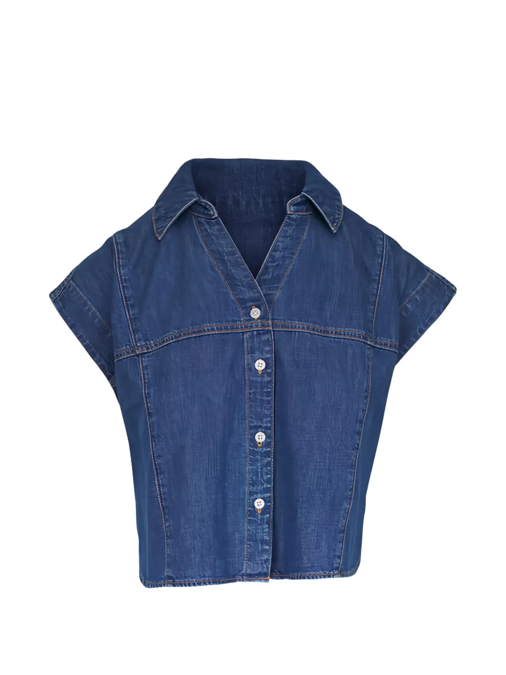 Veronica Beard button-up cap-sleeve blouse - Blu