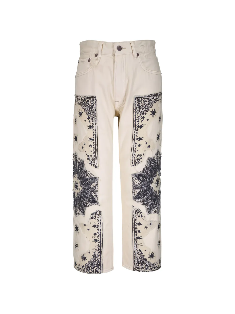 R13 bandana-patchwork jeans - Bianco