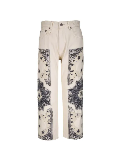R13 bandana-patchwork jeans