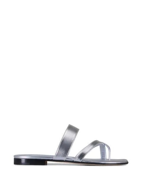 Manolo Blahnik Susa metallic-effect toe-strap sandals