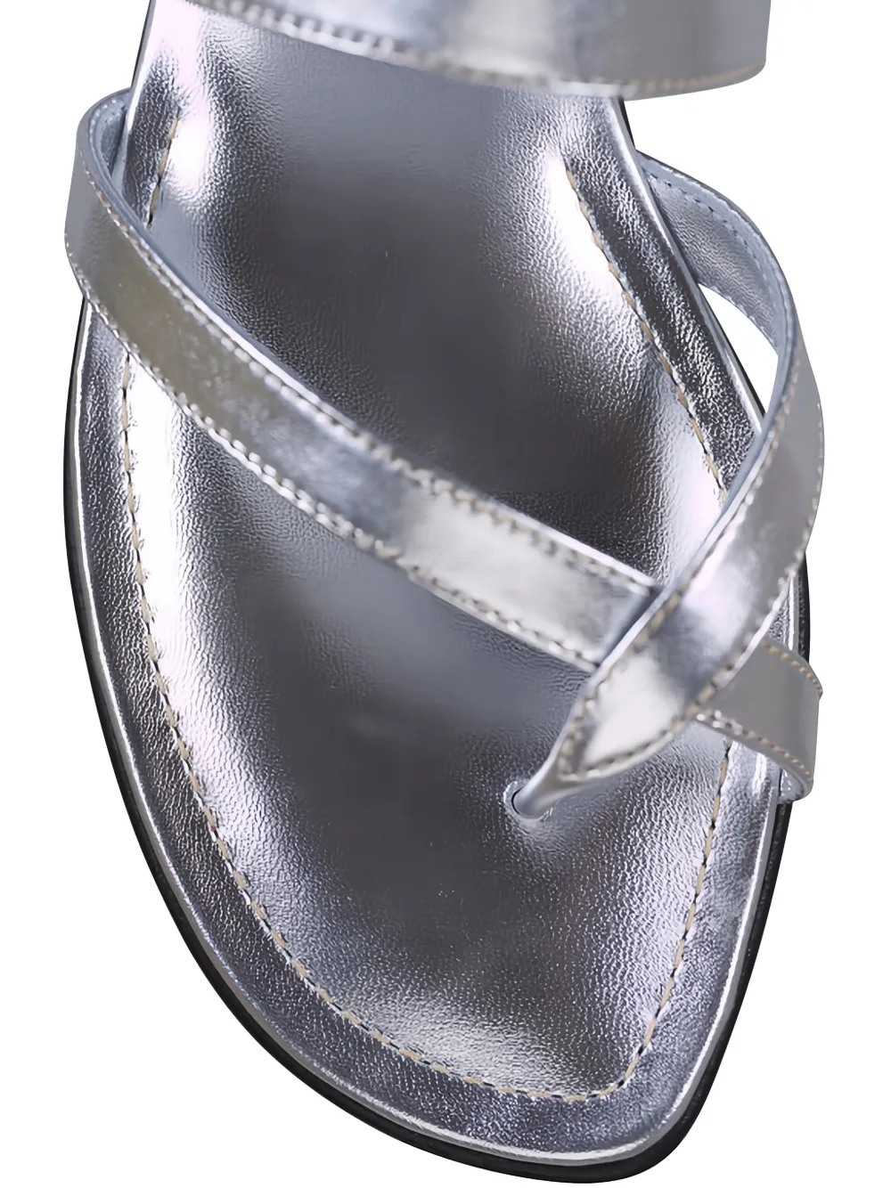 Manolo Blahnik Susa metallic-effect toe-strap sandals Zilver