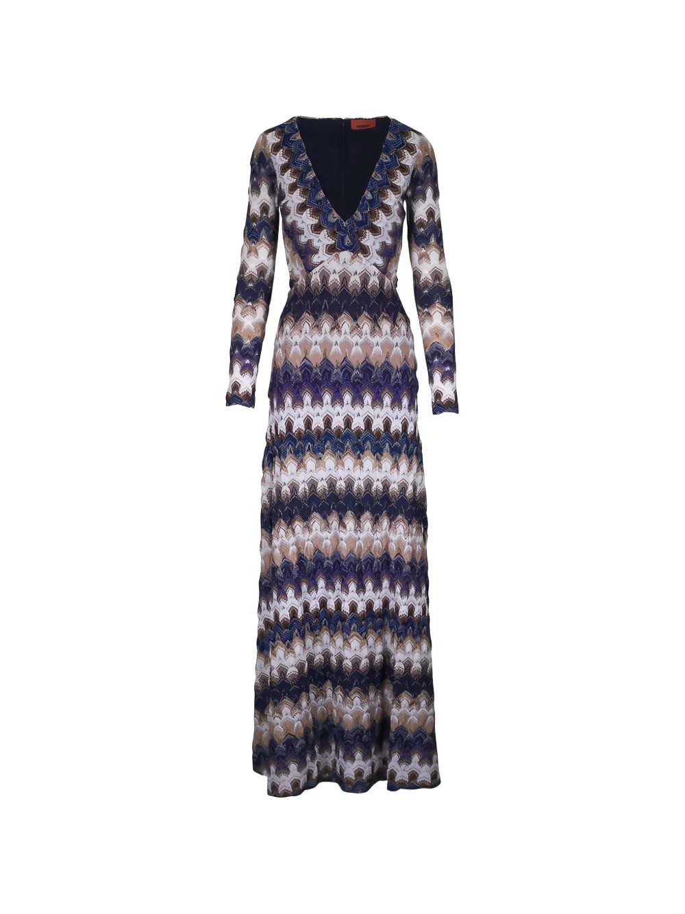 Missoni zigzag-knit V-neck maxi dress - Blue