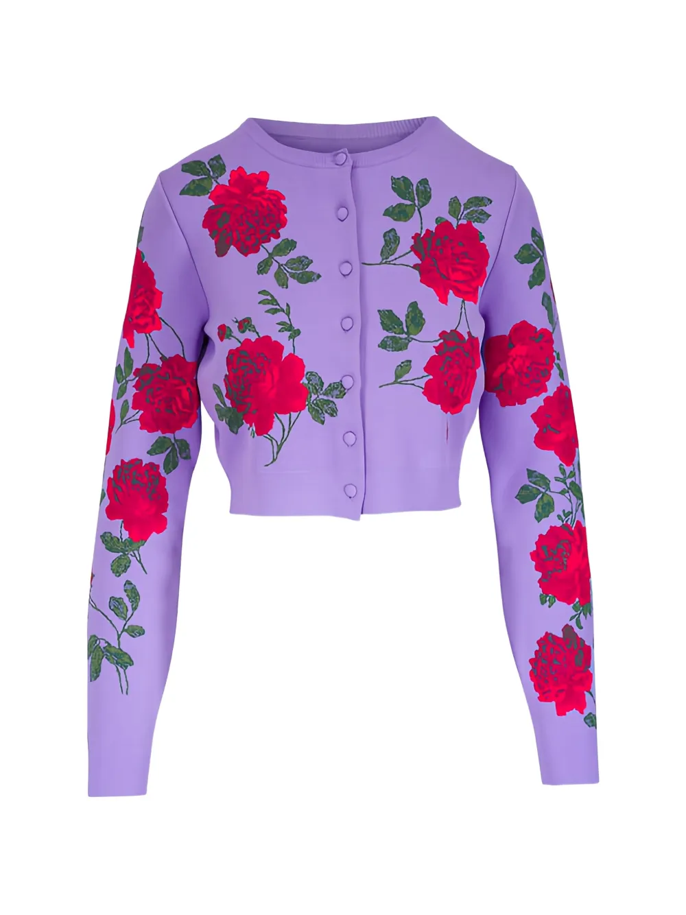 Carolina Herrera rose-jacquard cropped cardigan - Viola