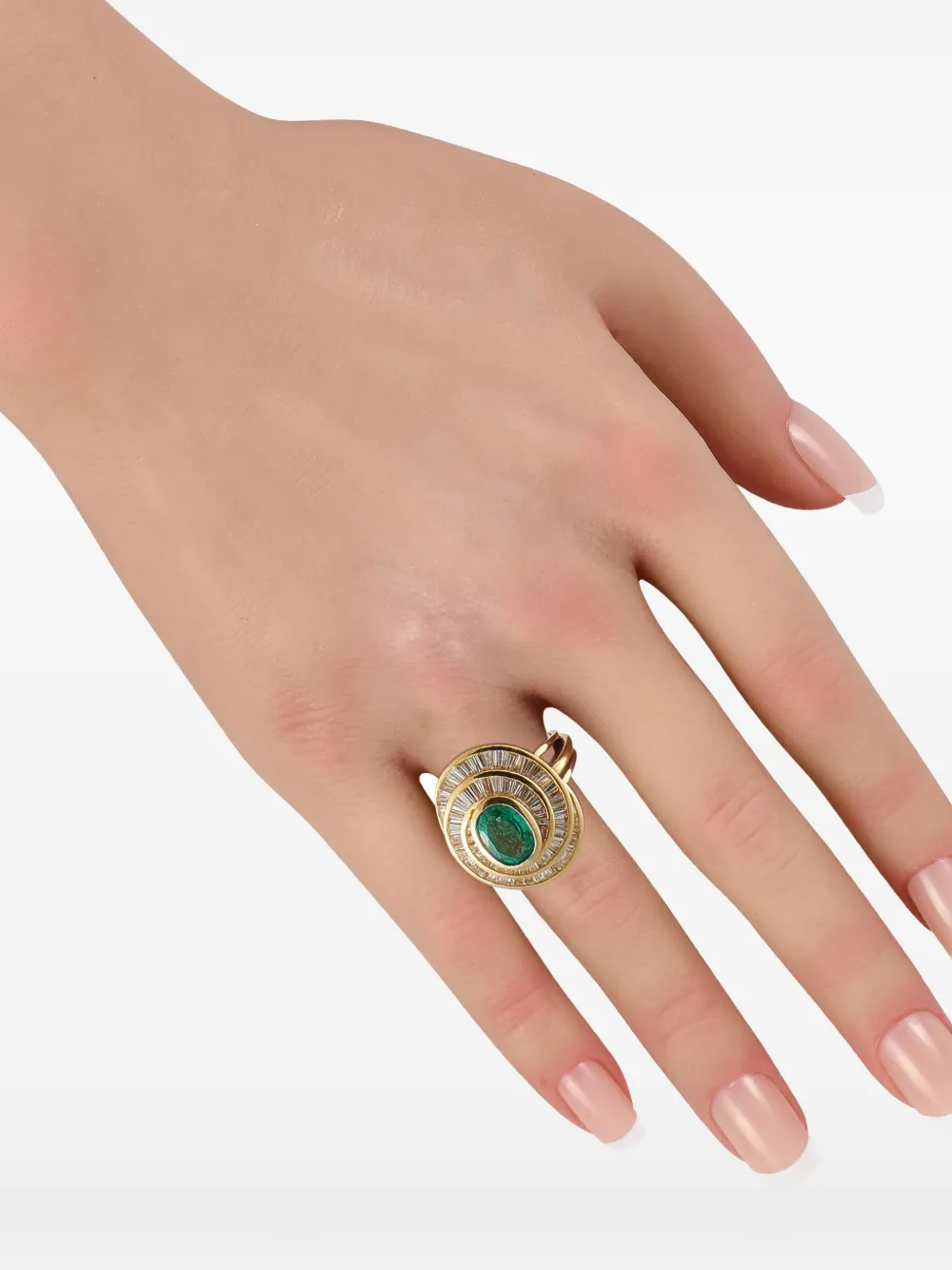 LB Exclusive emerald and diamond spiral ring - Oro