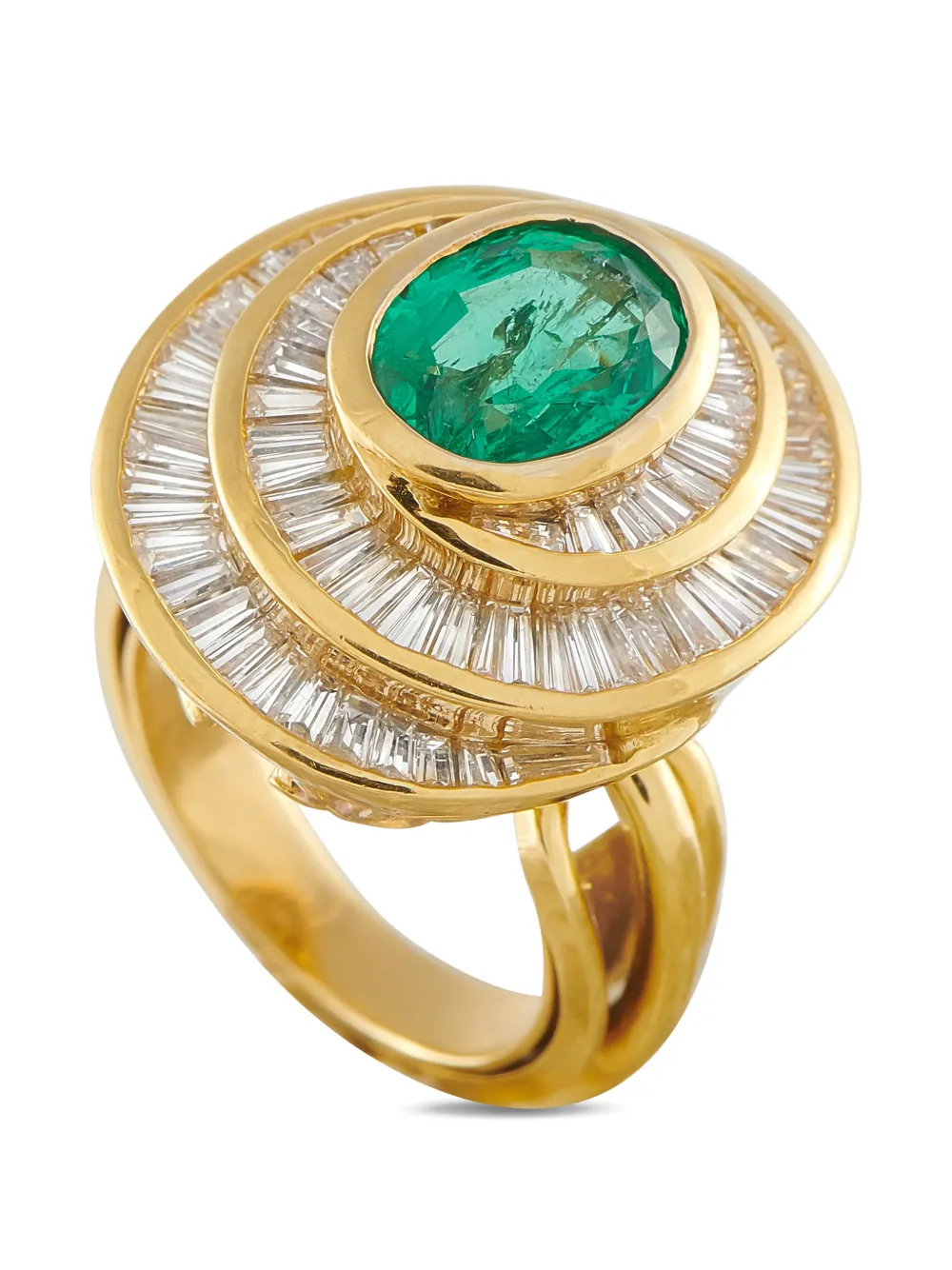 LB Exclusive emerald and diamond spiral ring - Oro