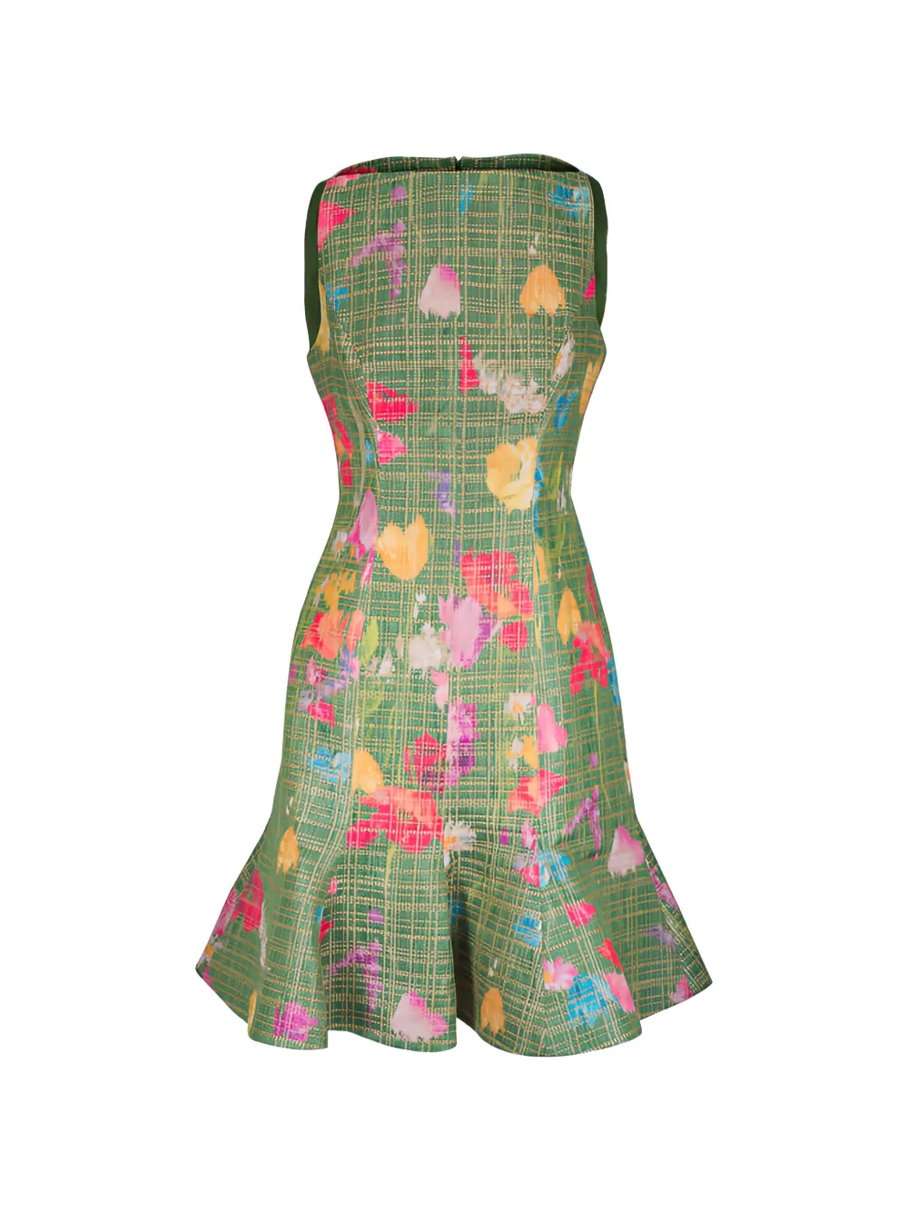Lela Rose floral-print ruffled mini dress - Verde
