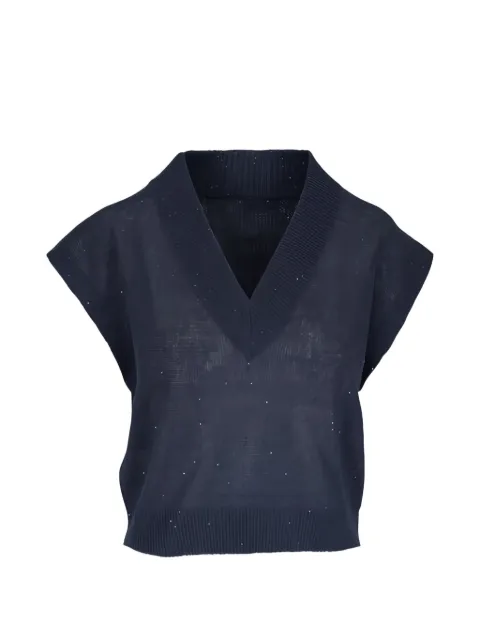 Brunello Cucinelli — sequin-embellished V-neck sleeveless sweater