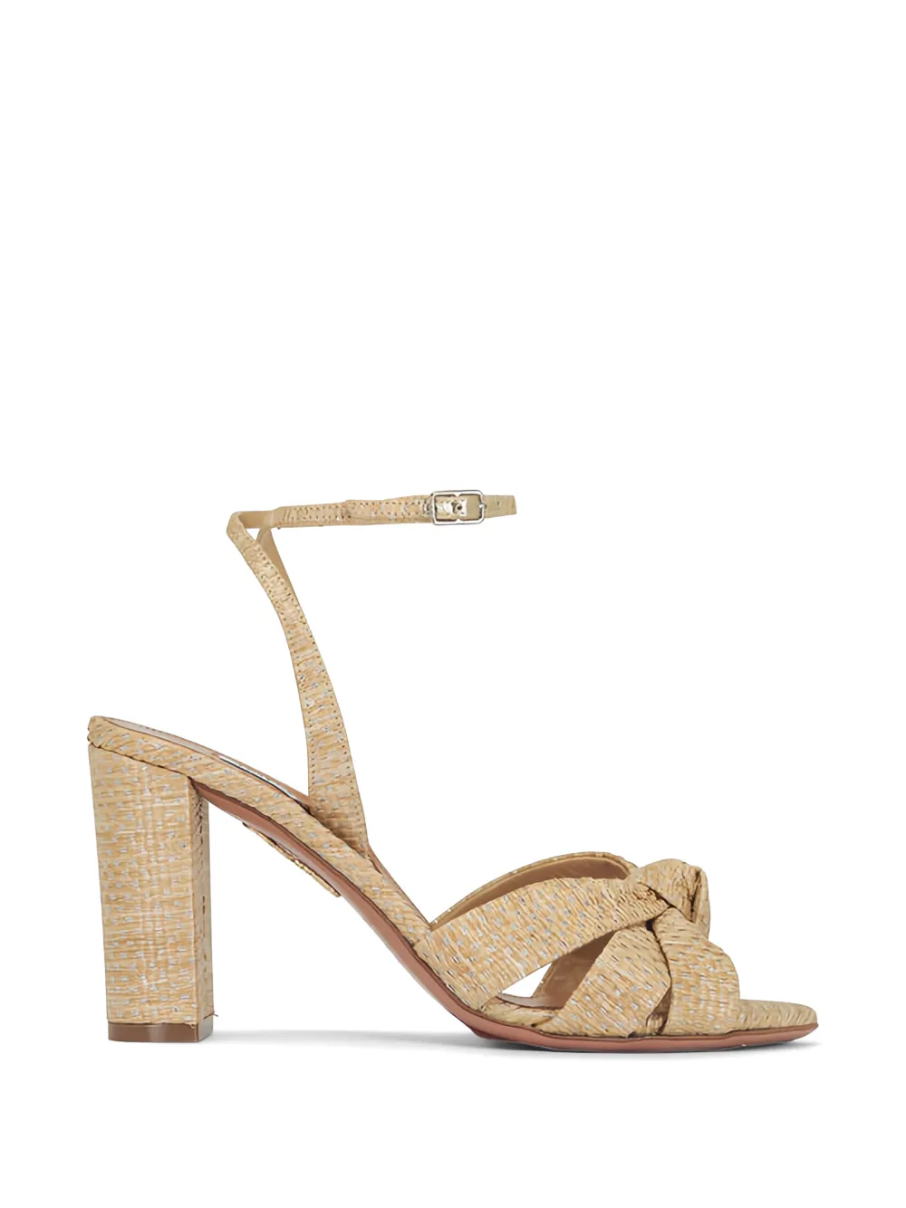 Aquazzura knot-detail block-heel sandals Beige