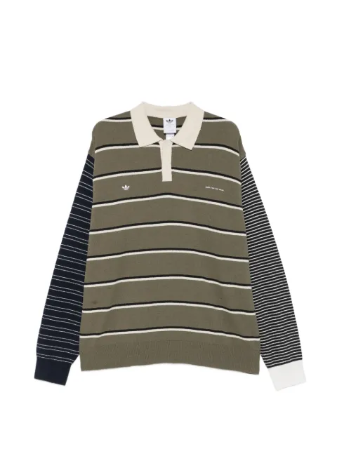 adidas x Adidas striped-pattern polo-collar sweater