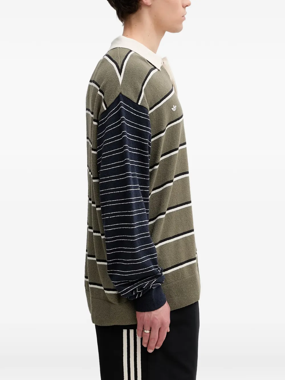 adidas x Song for The Mute 007 gestreept poloshirt met lange mouwen Groen