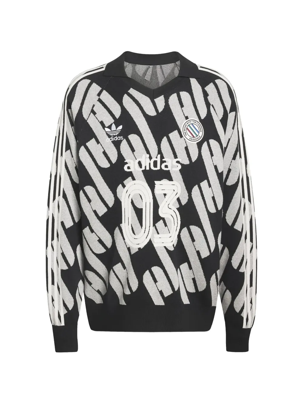 adidas Kids logo-intarsia long-sleeve sweater - Nero