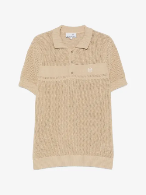 Sergio Tacchini pointelle-knit logo-embroidered polo shirt