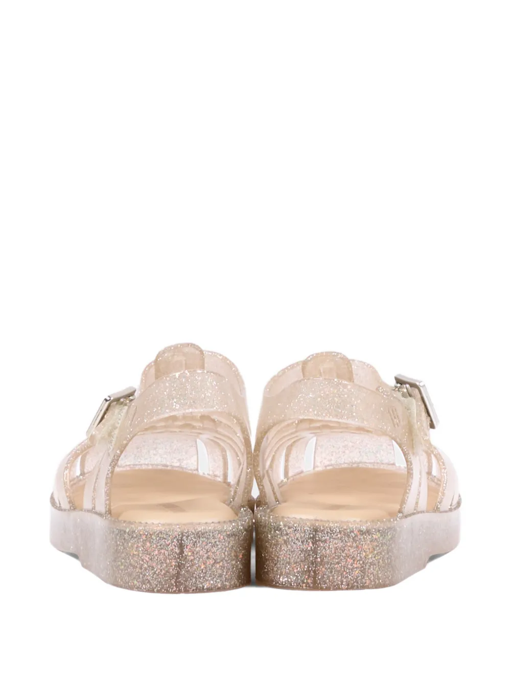 Mini Melissa Possession glitter-effect caged sandals Beige