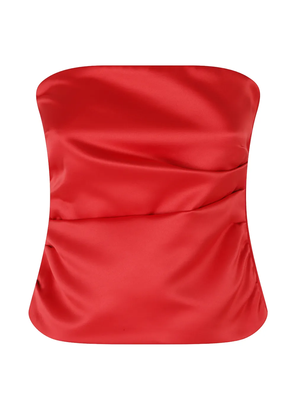 GANNI ruched satin tube top - Rosso