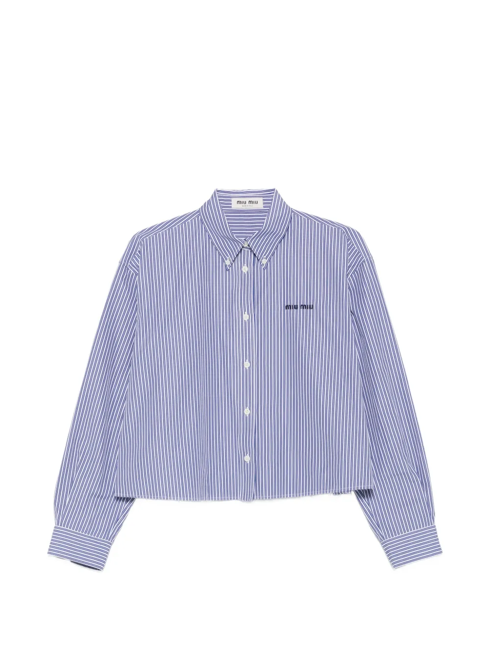Miu Miu striped cropped shirt - Blu