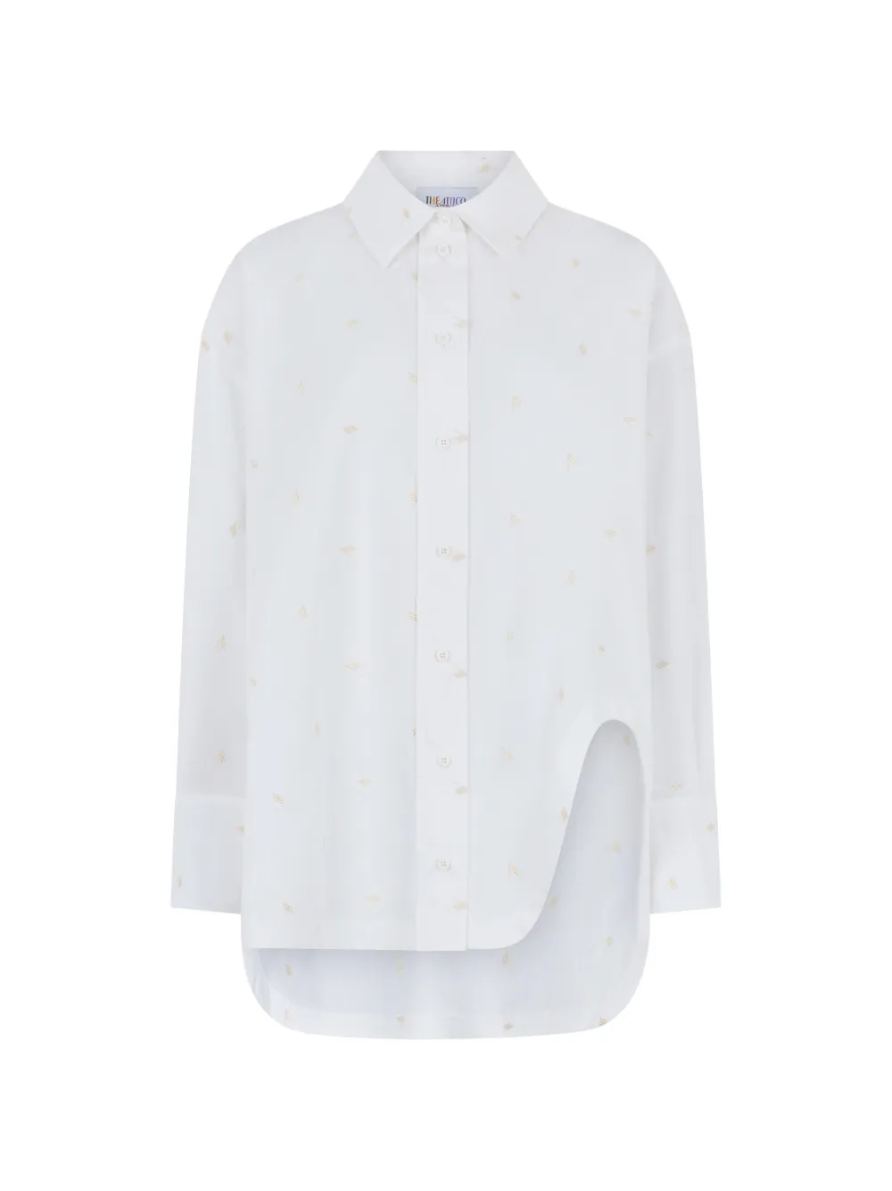 The Attico embroidered asymmetric-hem shirt - Weiß