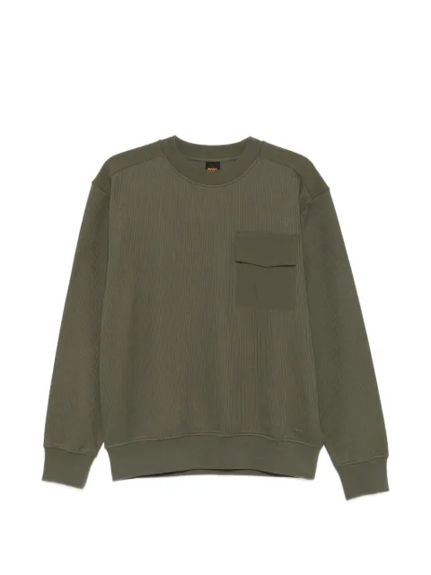 BOSS ribbed-knit flap-pocket sweater