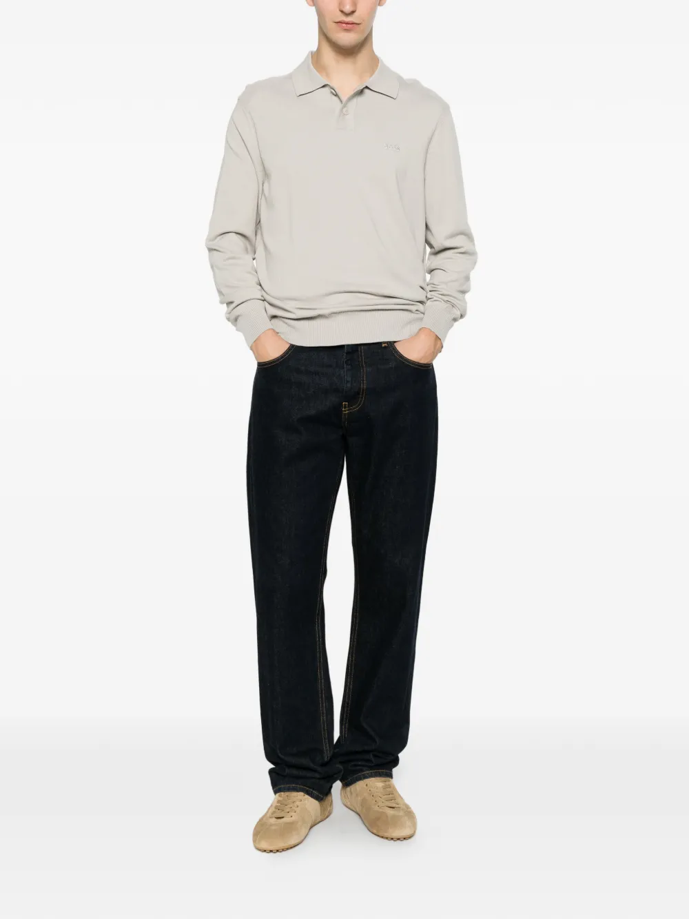 BOSS Sweater met geborduurd logo Beige