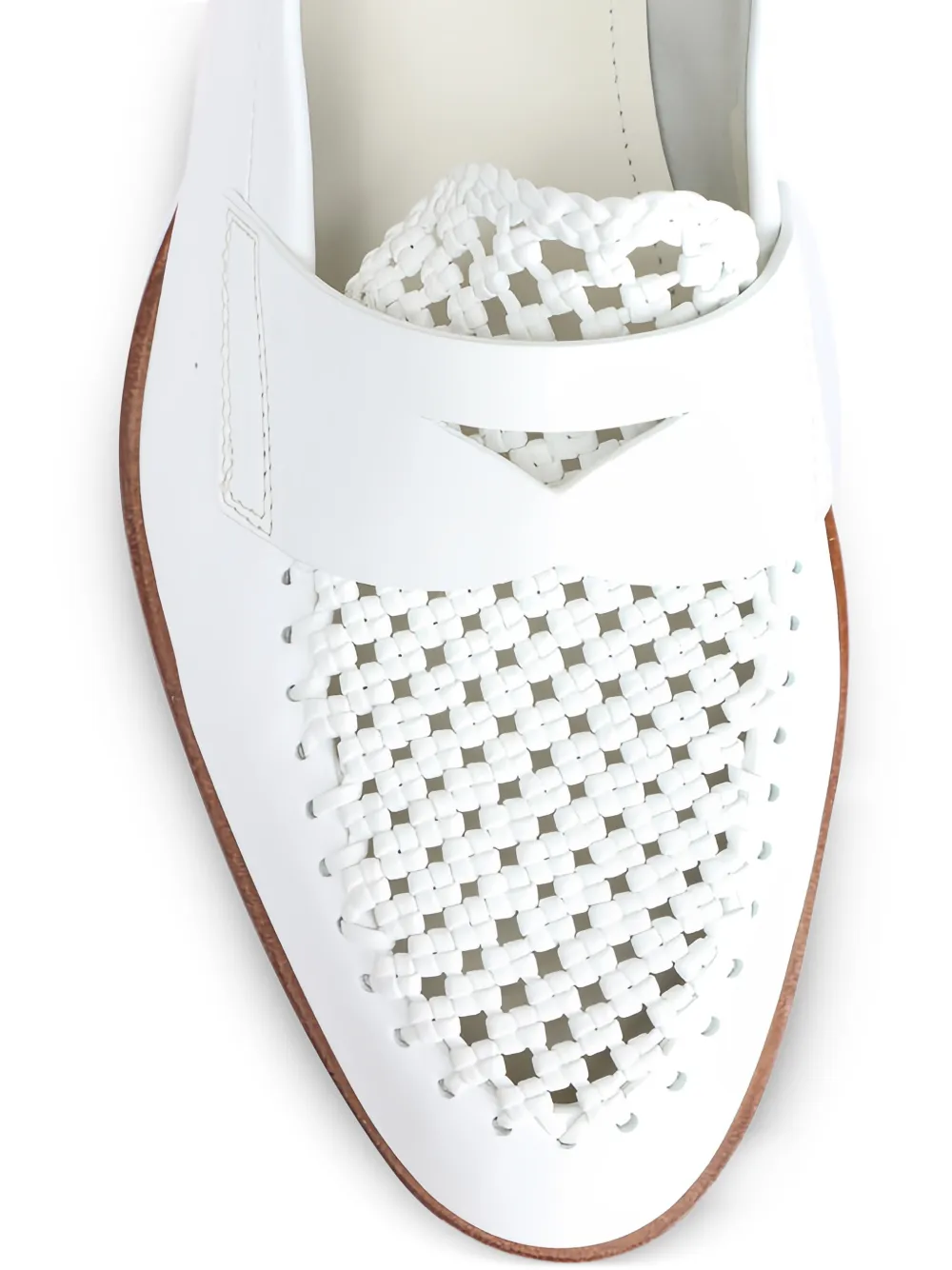 Santoni Luce Woven-leather Loafers in White, view 4