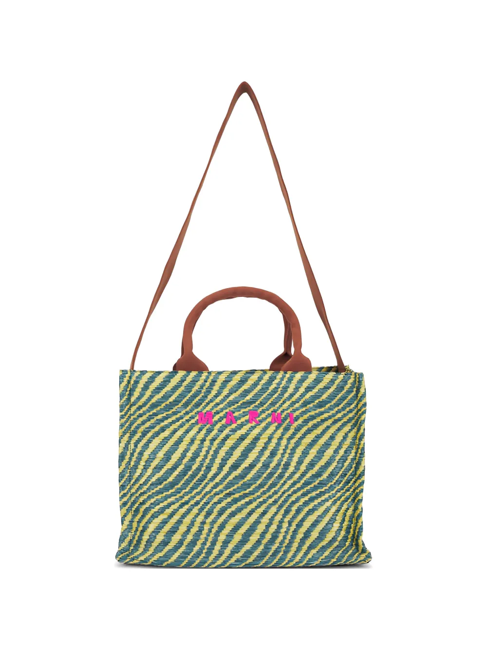 Marni small embroidered-logo tote bag - Grün
