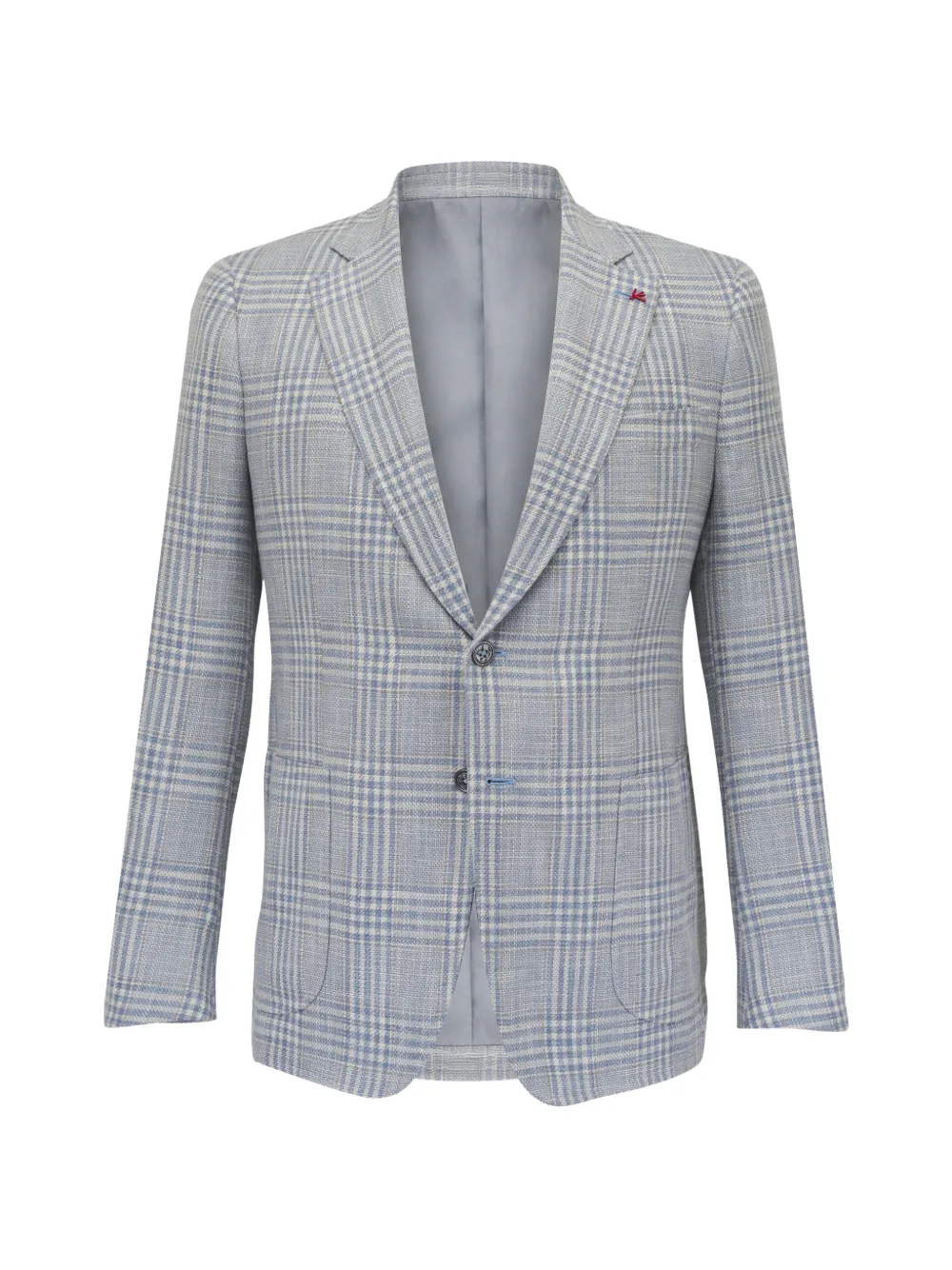 Isaia check-pattern notched-lapel blazer - Blu