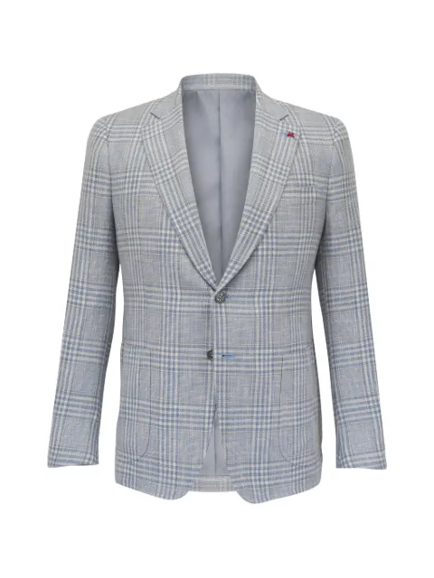 Isaia check-pattern notched-lapel blazer